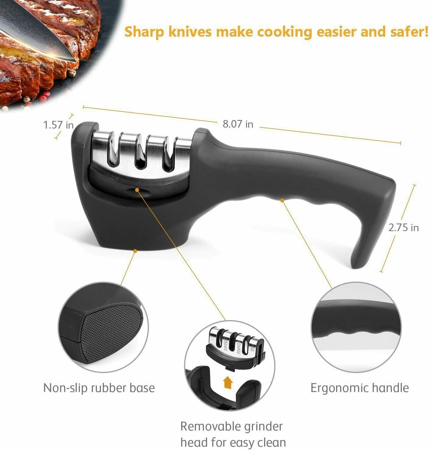 KNIFE SHARPENER Ceramic Tungsten Kitchen Knives Blade